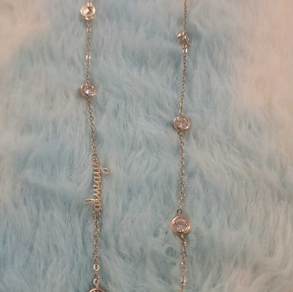 Gold tone, bezel set CZ station necklace, love always written - Picture 1 of 8